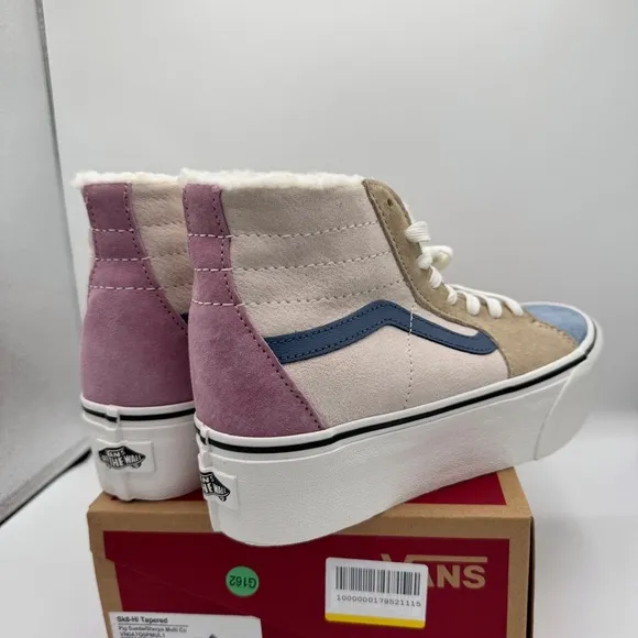 NWT Vans Sk8 Hi Pig Suede Multi Sherpa platform sneakers pink blue tan unisex​
