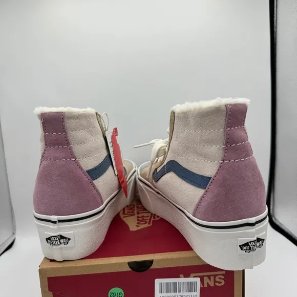 NWT Vans Sk8 Hi Pig Suede Multi Sherpa platform sneakers pink blue tan unisex​