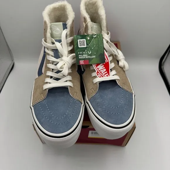 NWT Vans Sk8 Hi Pig Suede Multi Sherpa platform sneakers pink blue tan unisex​