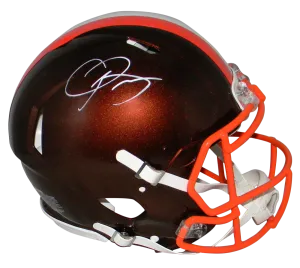 ODELL BECKHAM JR AUTOGRAPHED CLEVELAND BROWNS FLASH AUTHENTIC SPEED HELMET BAS