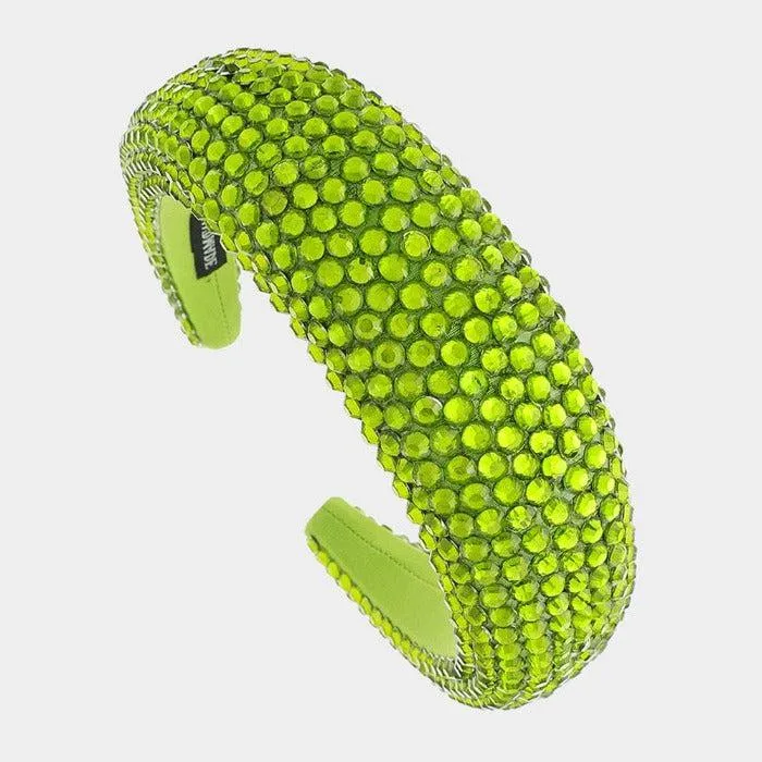 Olive Green Faceted Bead Padded Headband