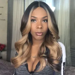Ombre Blonde Brazilian Heat Resistant Wigs