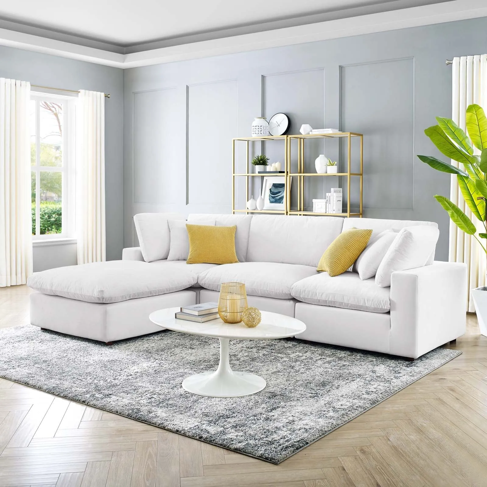 On A Cloud Sectional - White Velvet