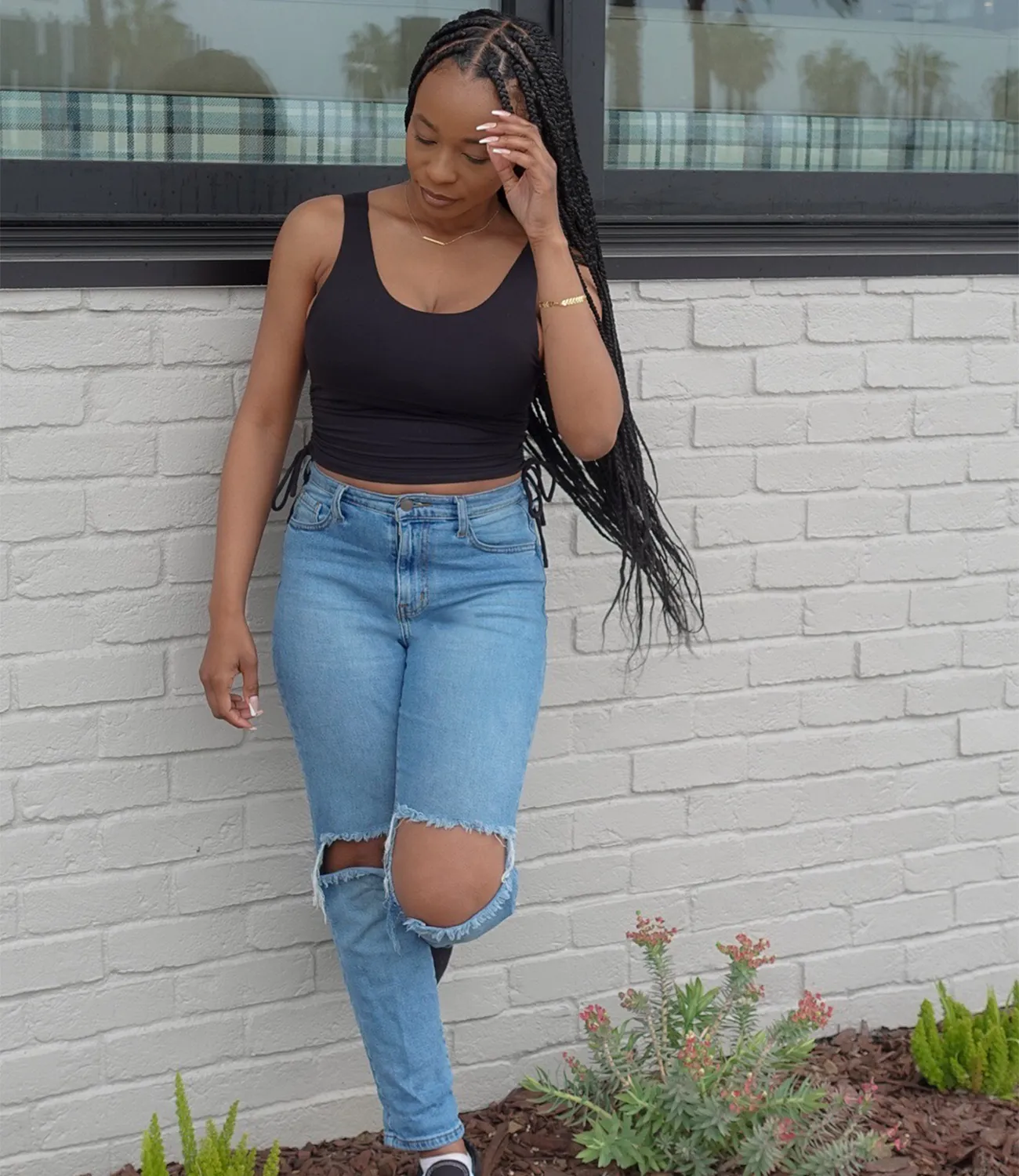 On The Move Padded Ruched top(Black)