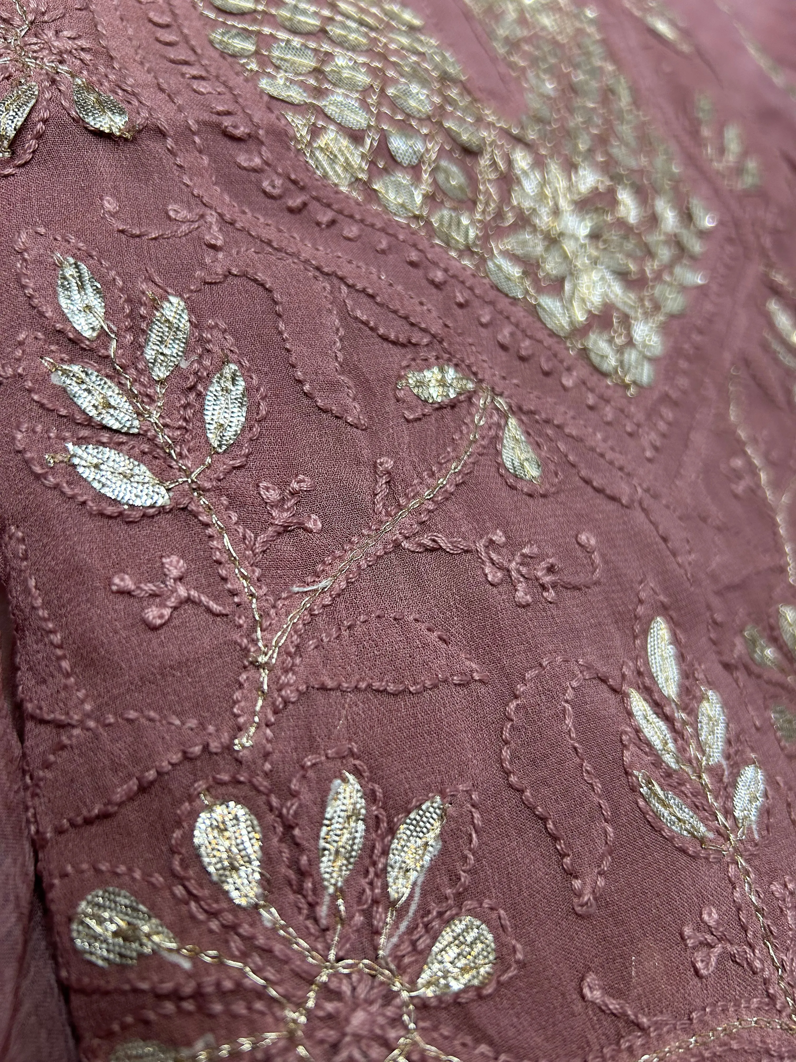 Onion colour Lakhnawi Chikankari Gota work Salwar Suit set unstitched fabric material