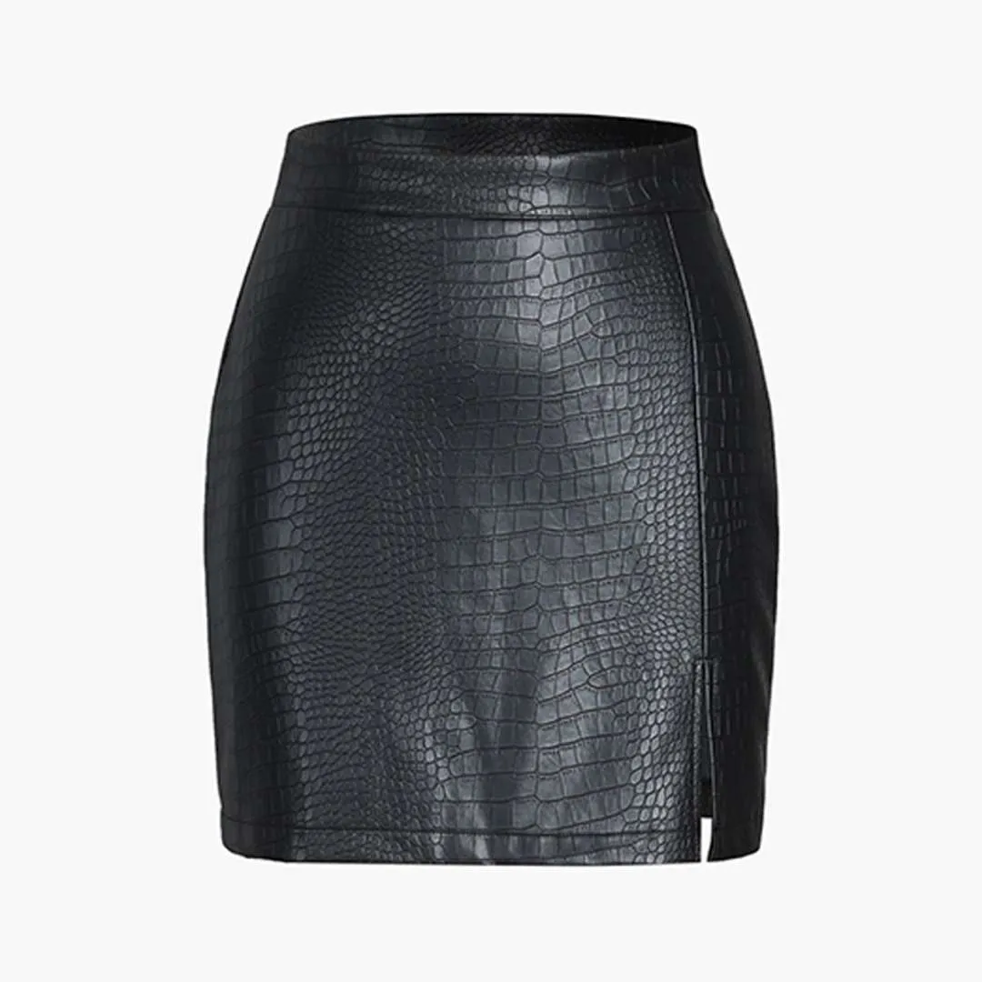 Onyx™ | Faux Leather Textured Mini Skirt