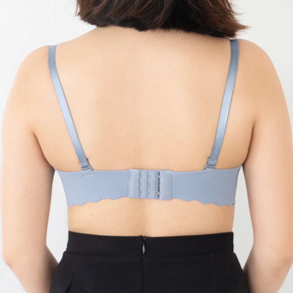 Ooom-pha-licous Scallop 2-Way Wireless Super Push Up Bra in Lavender (Size L & XL Only)