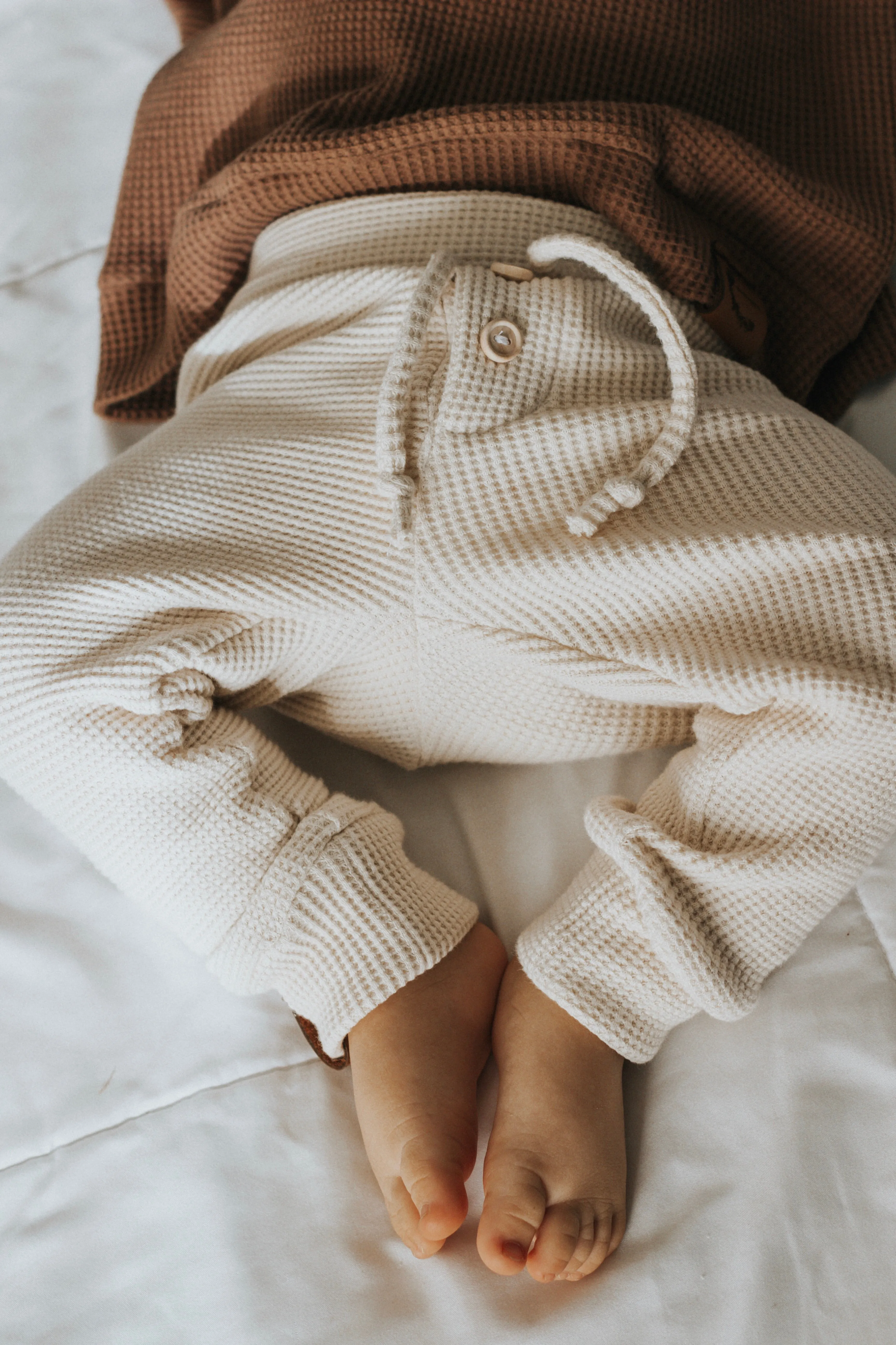 Organic Waffle Knit Jogger - Cream