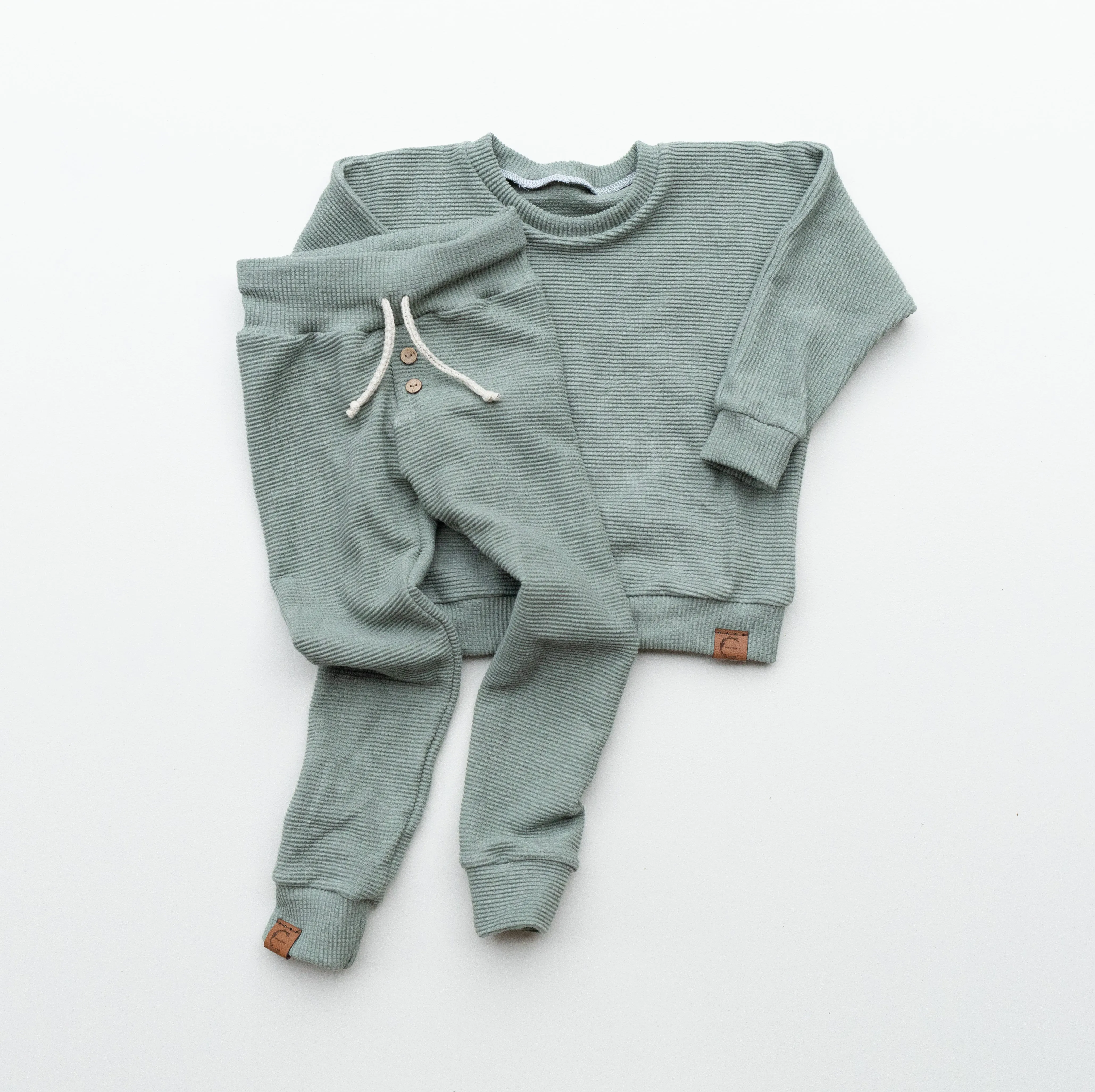 Organic Waffle Knit Jogger - Eucalyptus