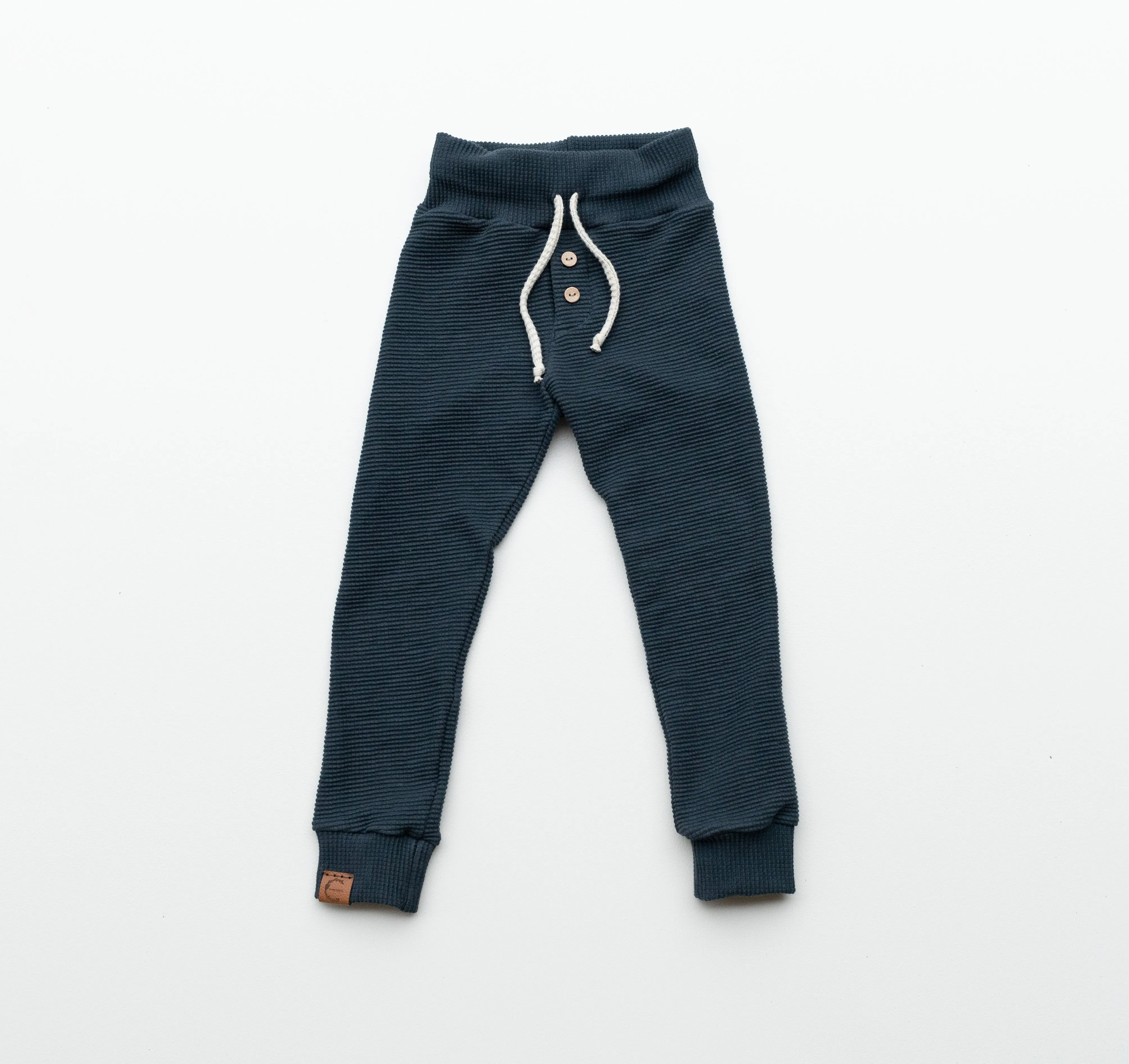 Organic Waffle Knit Jogger - Midnight Blue