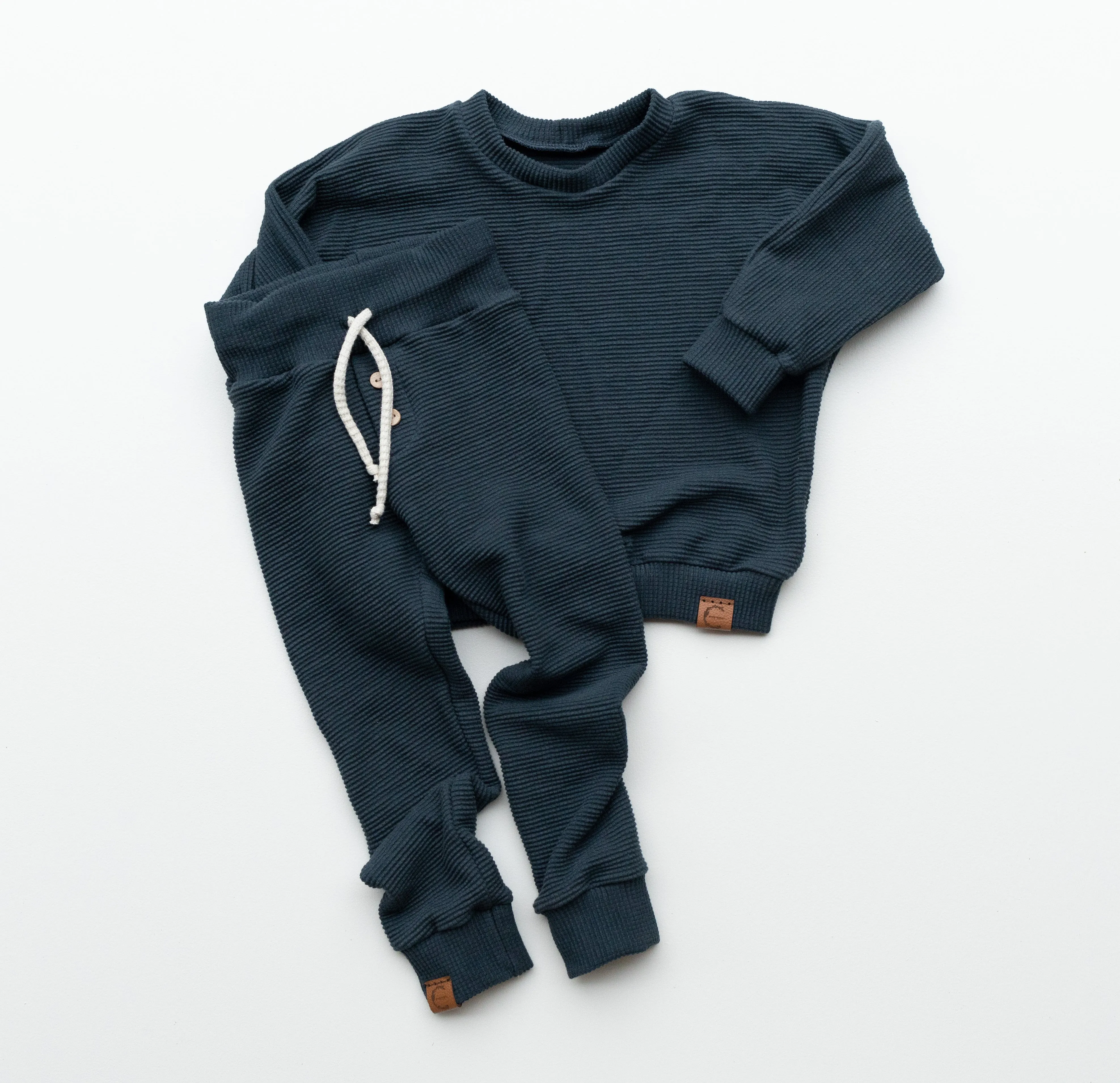 Organic Waffle Knit Jogger - Midnight Blue