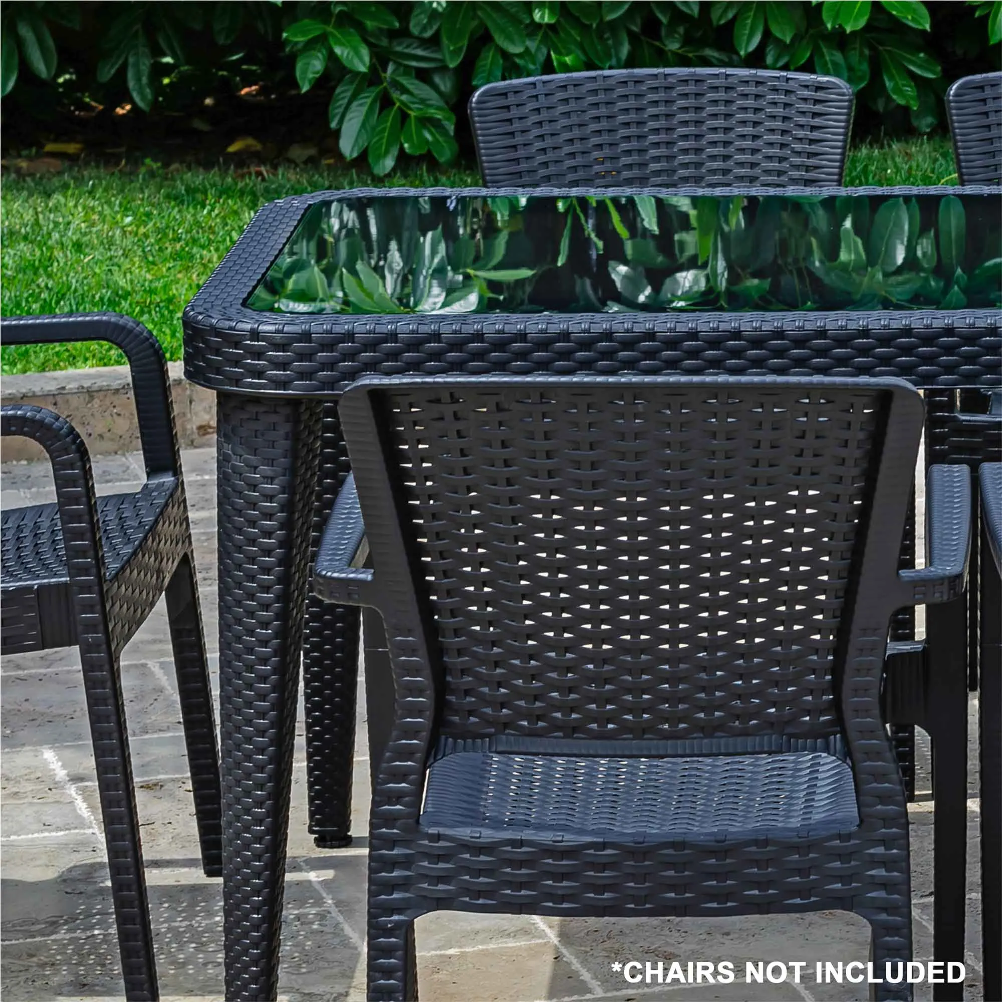 Outdoor Dining Table Weather Resistant, PP/Fibreglass, 90x150cm (W x H), Anthracite - DG209