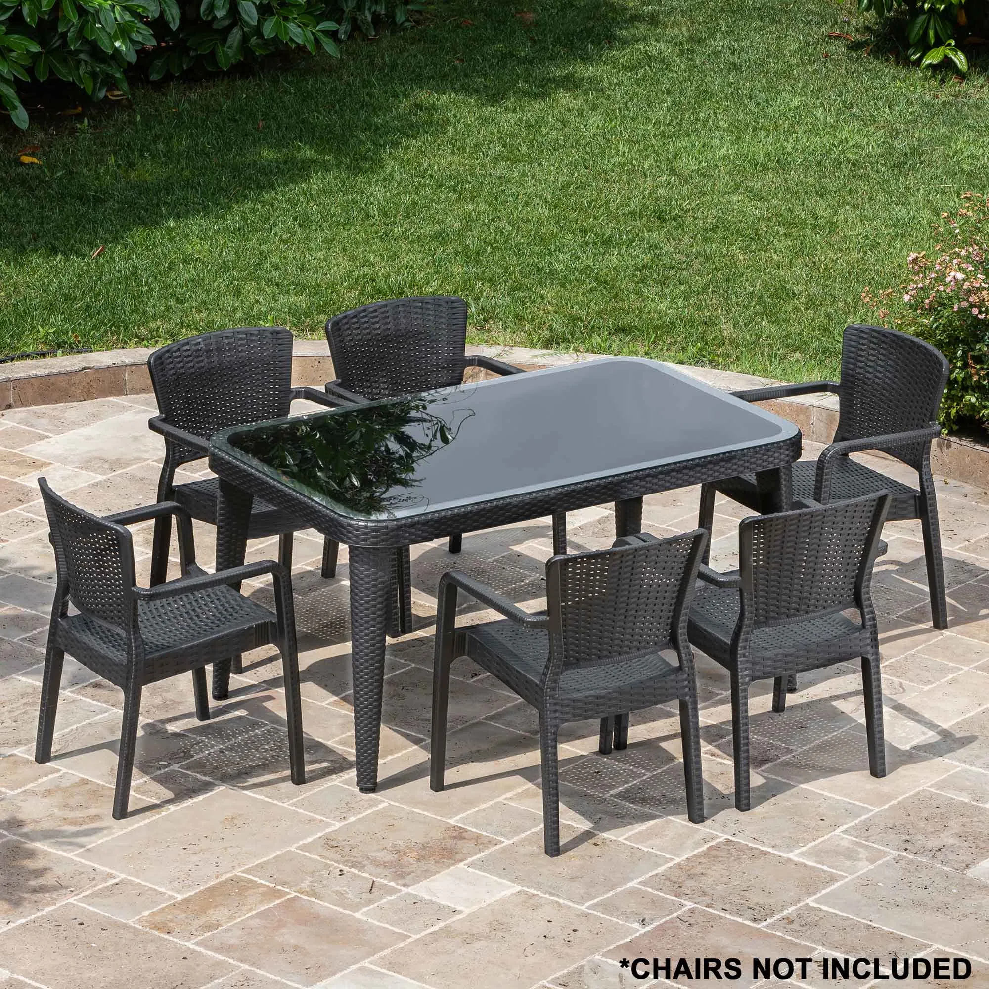 Outdoor Dining Table Weather Resistant, PP/Fibreglass, 90x150cm (W x H), Anthracite - DG209
