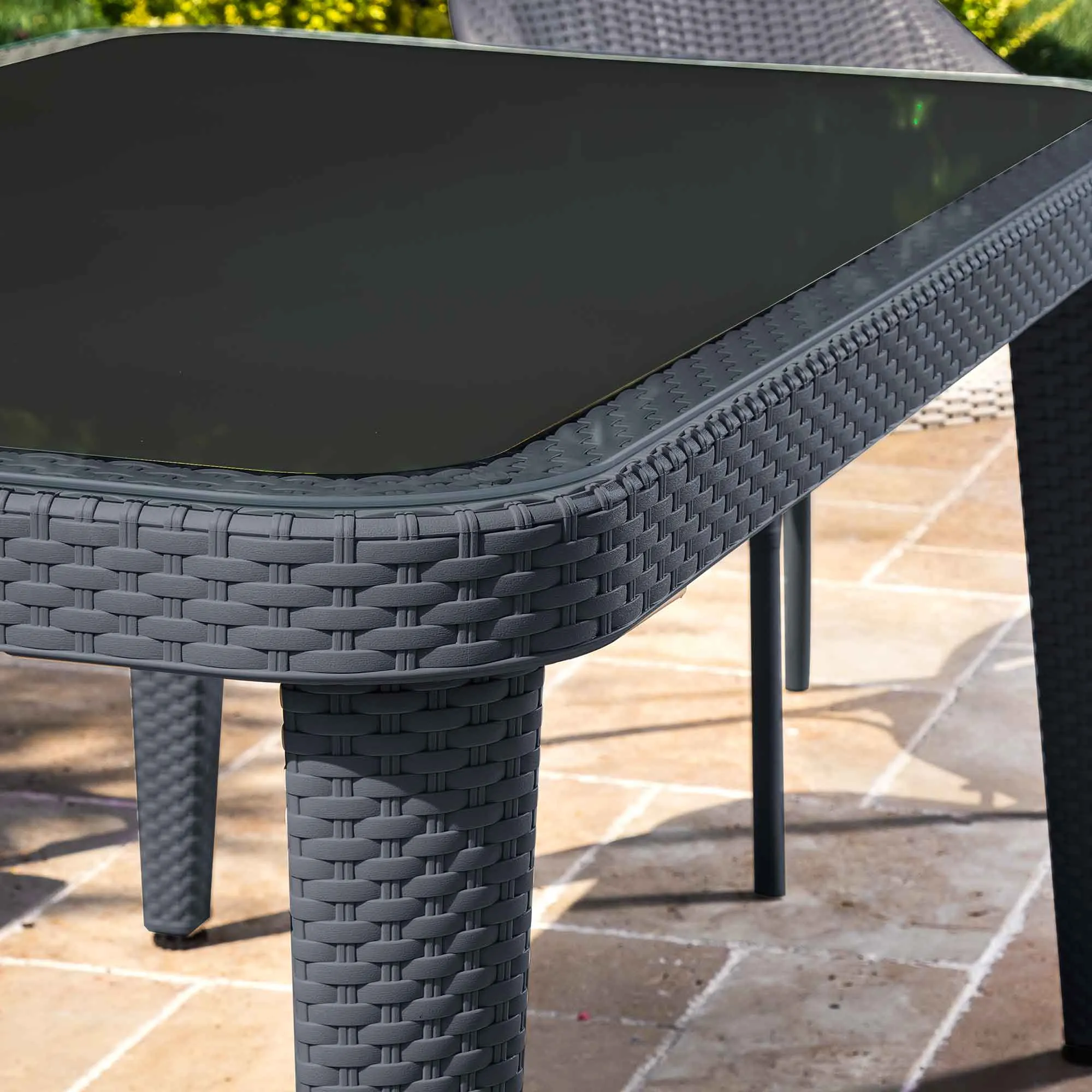 Outdoor Dining Table Weather Resistant, PP/Fibreglass, 90x150cm (W x H), Anthracite - DG209