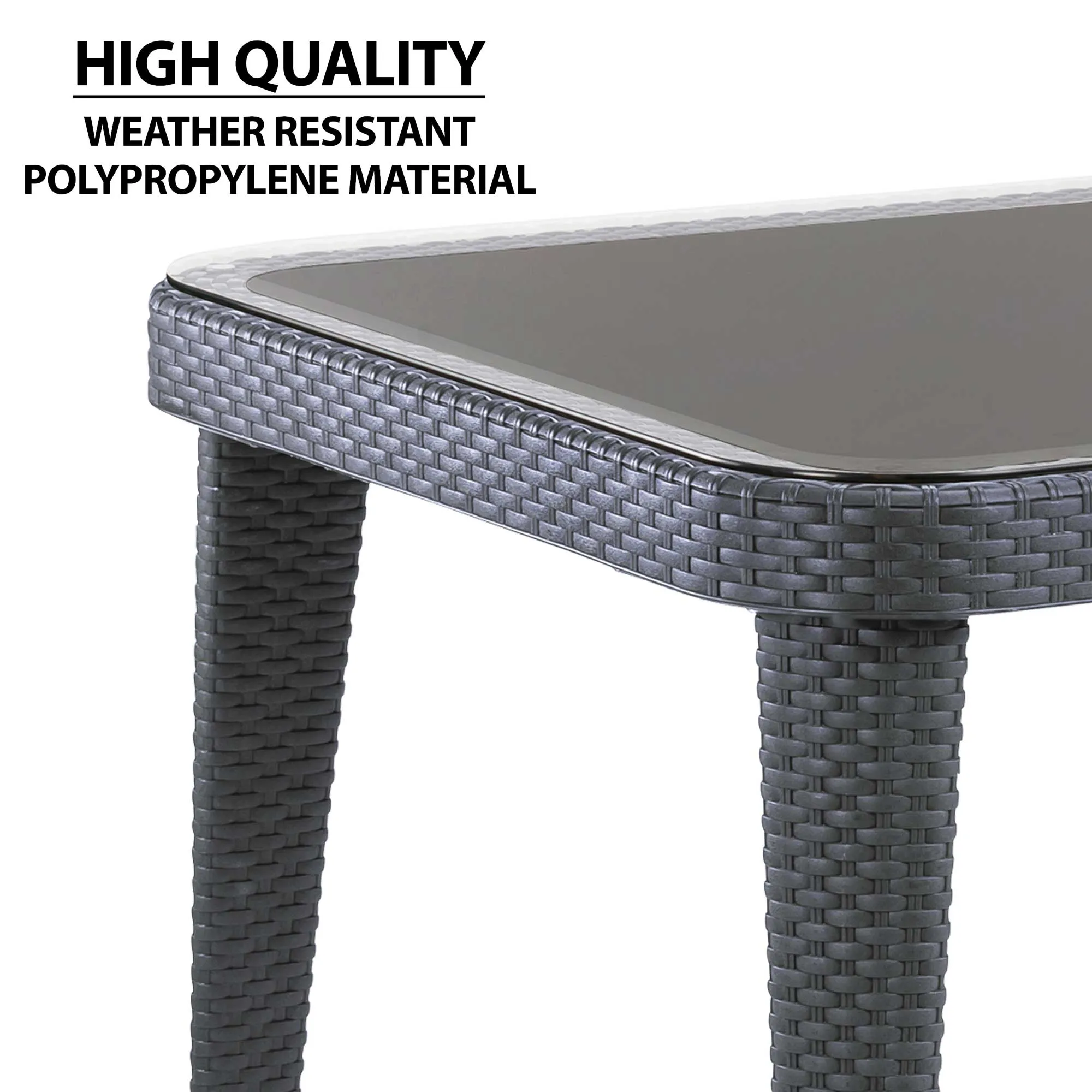 Outdoor Dining Table Weather Resistant, PP/Fibreglass, 90x150cm (W x H), Anthracite - DG209
