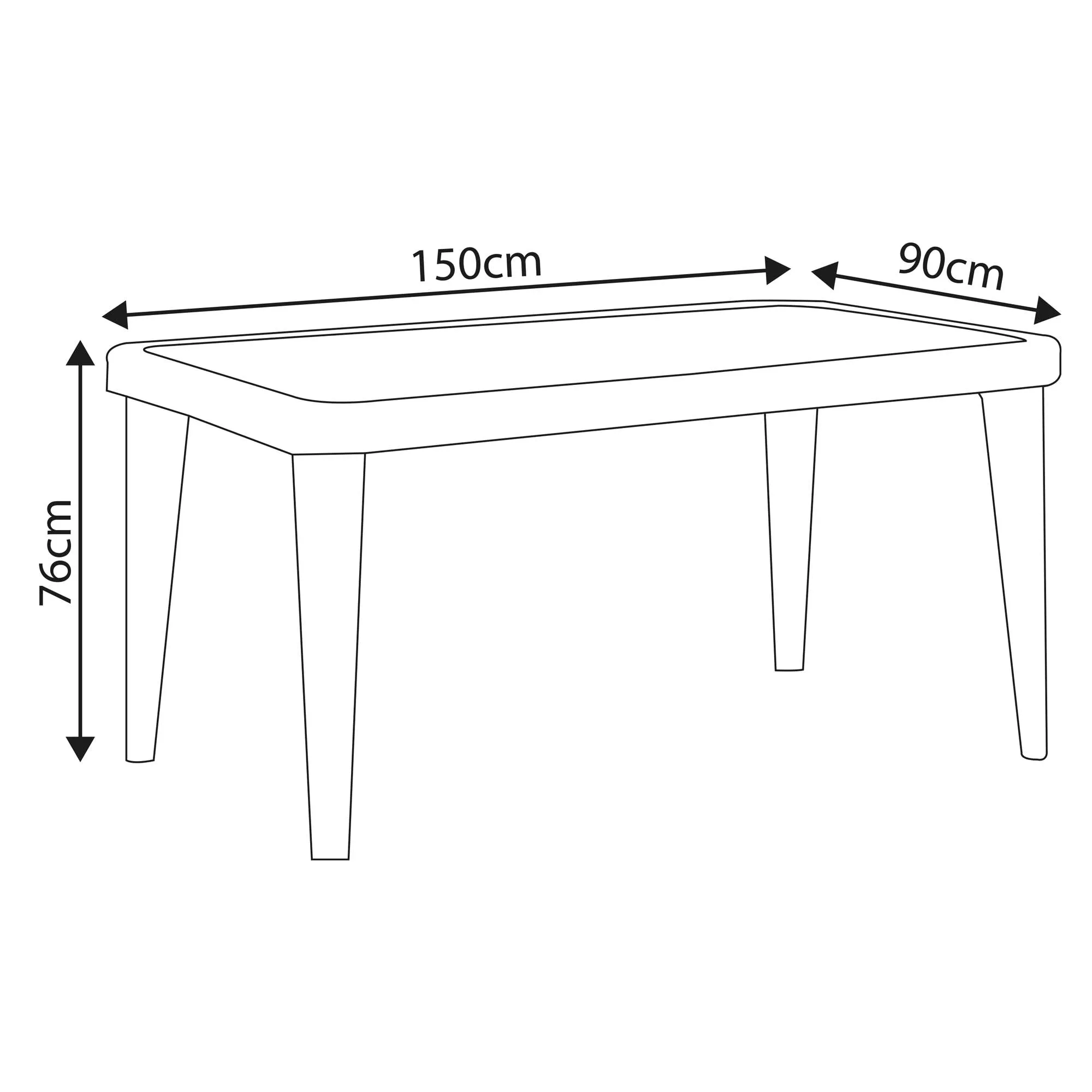 Outdoor Dining Table Weather Resistant, PP/Fibreglass, 90x150cm (W x H), Anthracite - DG209