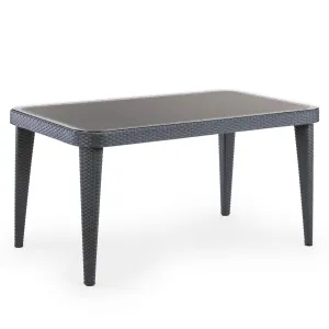 Outdoor Dining Table Weather Resistant, PP/Fibreglass, 90x150cm (W x H), Anthracite - DG209