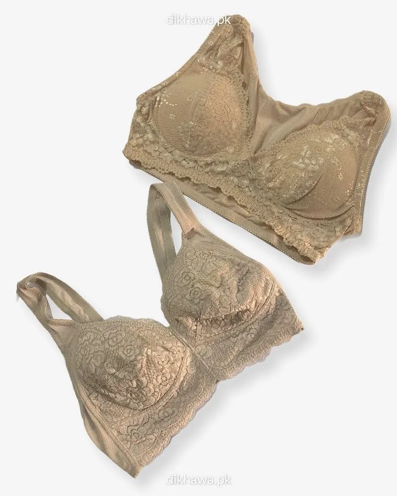 Pack of 2 - Front Open Bra with Button - Non Padded  Non Wired Bra Imported Stocklot Branded Front Open Bra