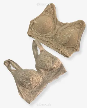 Pack of 2 - Front Open Bra with Button - Non Padded  Non Wired Bra Imported Stocklot Branded Front Open Bra