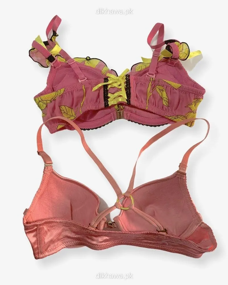 Pack of 2 - Front Open Bra with Button - Soft Padded  Underwired Bra Imported Stocklot Branded Front Open Bra
