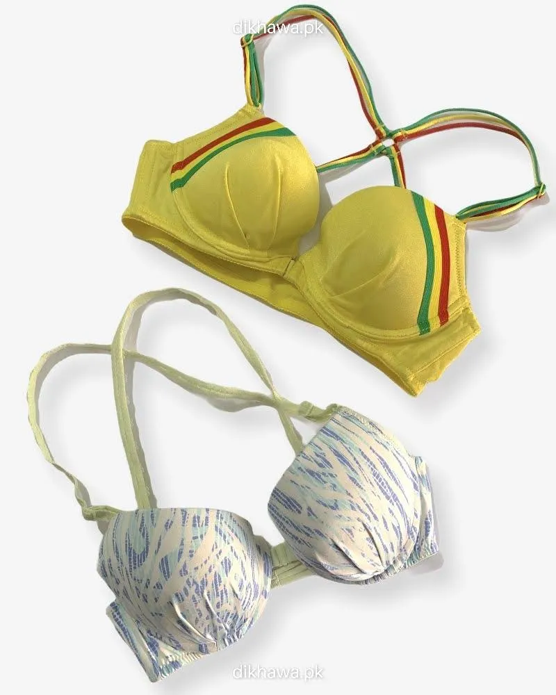 Pack of 2 - Front Open Bra with Button - Soft Padded  Underwired Bra Imported Stocklot Branded Front Open Bra