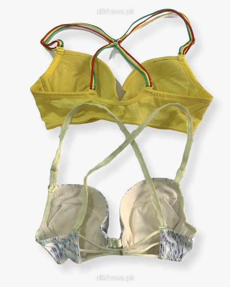 Pack of 2 - Front Open Bra with Button - Soft Padded  Underwired Bra Imported Stocklot Branded Front Open Bra