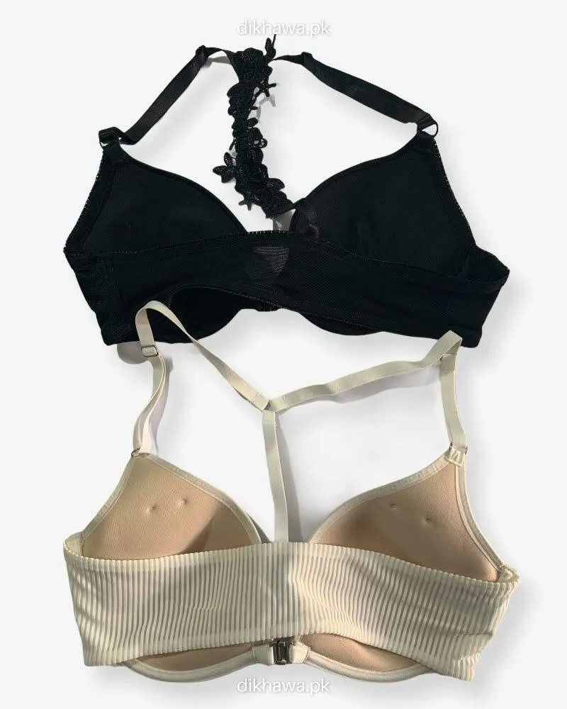 Pack of 2 - Front Open Bra with Button - Soft Padded  Underwired Bra Imported Stocklot Branded Front Open Bra