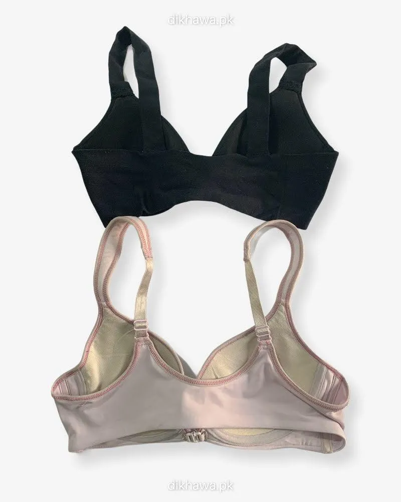 Pack of 2 - Front Open Bra with Button - Soft Padded  Underwired Bra Imported Stocklot Branded Front Open Bra