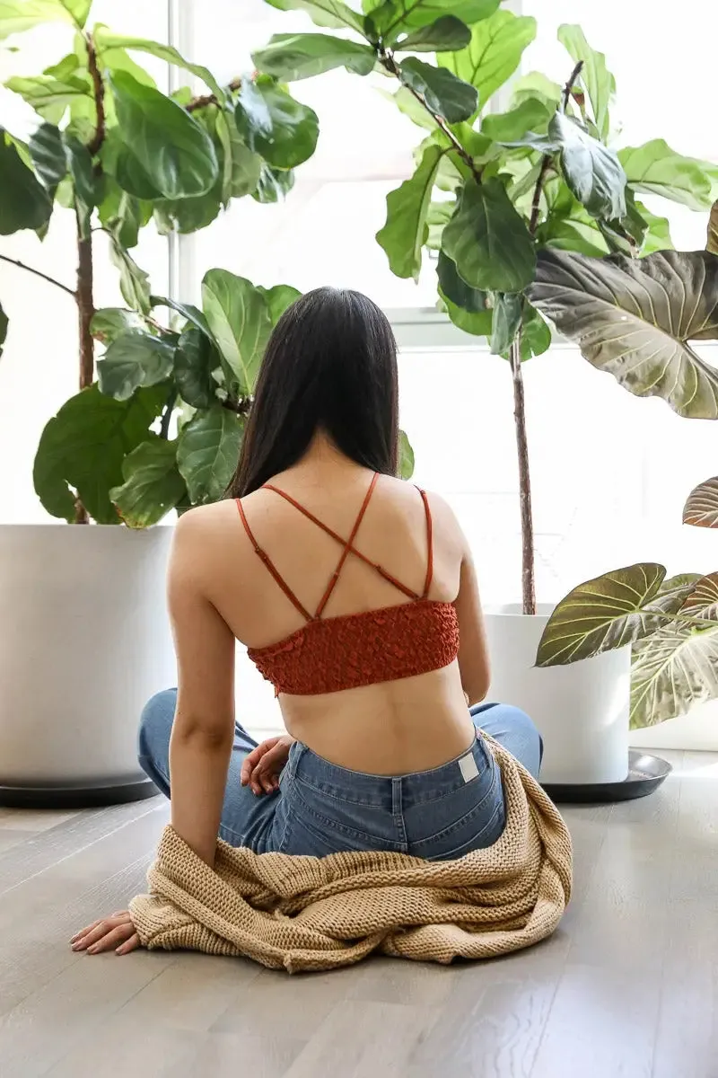 PADDED CROCHET LACE LONGLINE BRALETTE