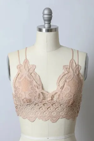 PADDED CROCHET LACE LONGLINE BRALETTE