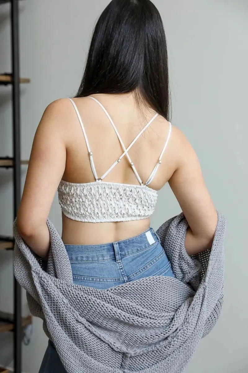 PADDED CROCHET LACE LONGLINE BRALETTE