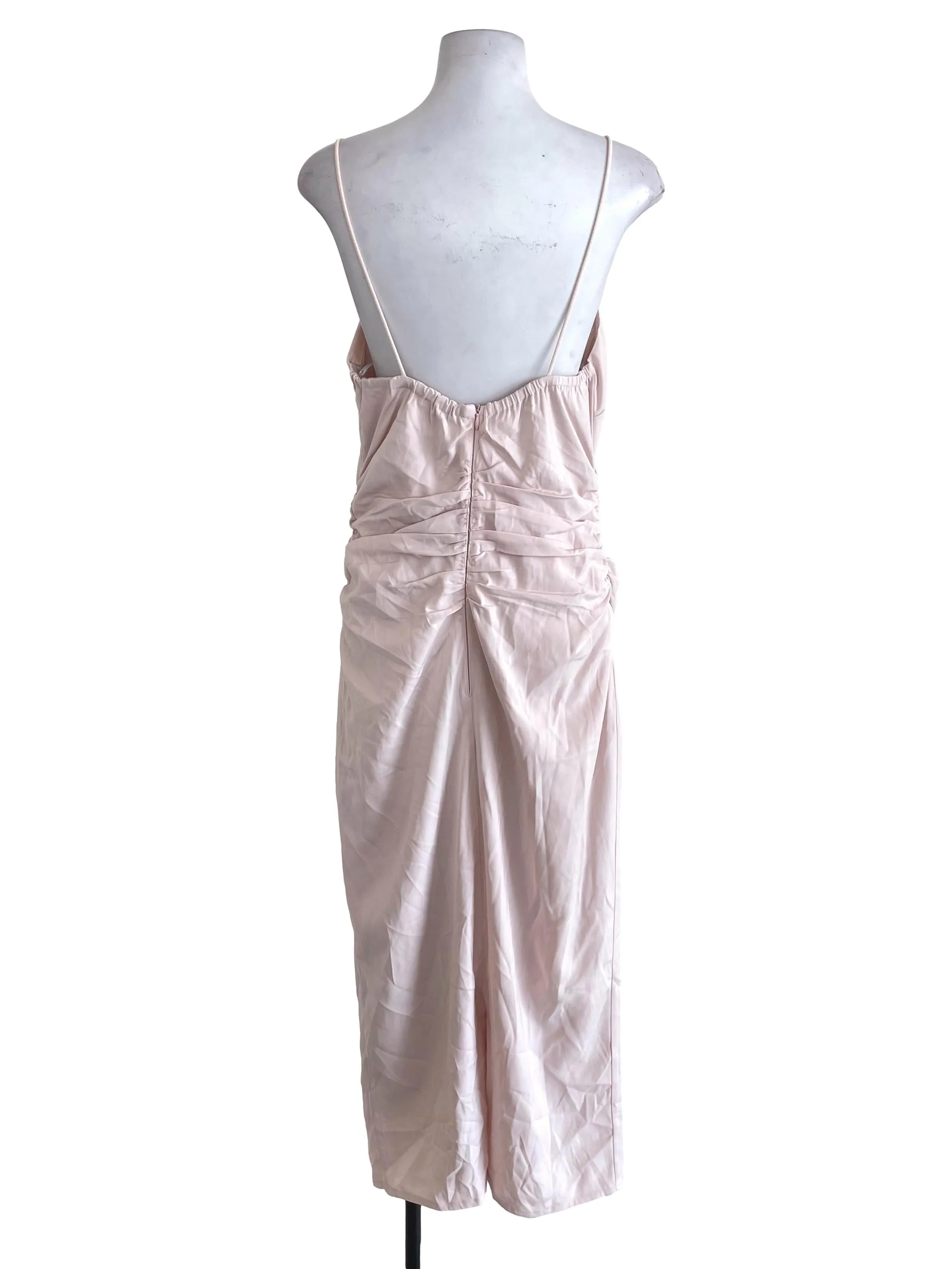 Pale Pink Ruched Slip Dress
