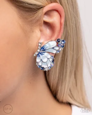 Paparazzi Decadent Descent - Blue Earrings (Clip-On)