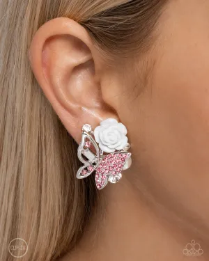 Paparazzi Fanciful Facade - Pink Earrings (Clip-On)