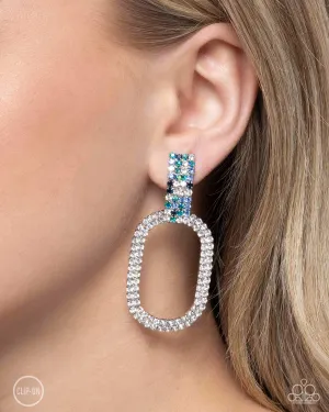 Paparazzi Guarded Glitz - Blue Earrings (Clip-On)