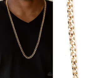 Paparazzi " Delta " Men's Gold Classic Curb Chain Link Necklace