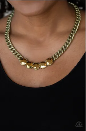 Paparazzi Rhinestone Renegade - Brass Necklace