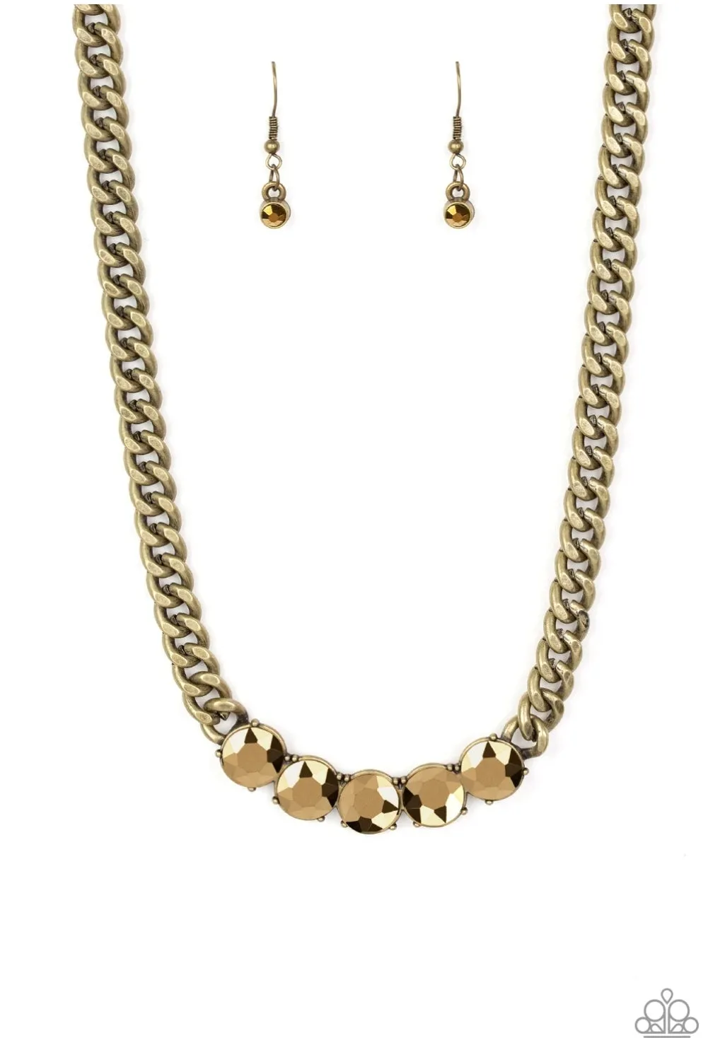 Paparazzi Rhinestone Renegade - Brass Necklace