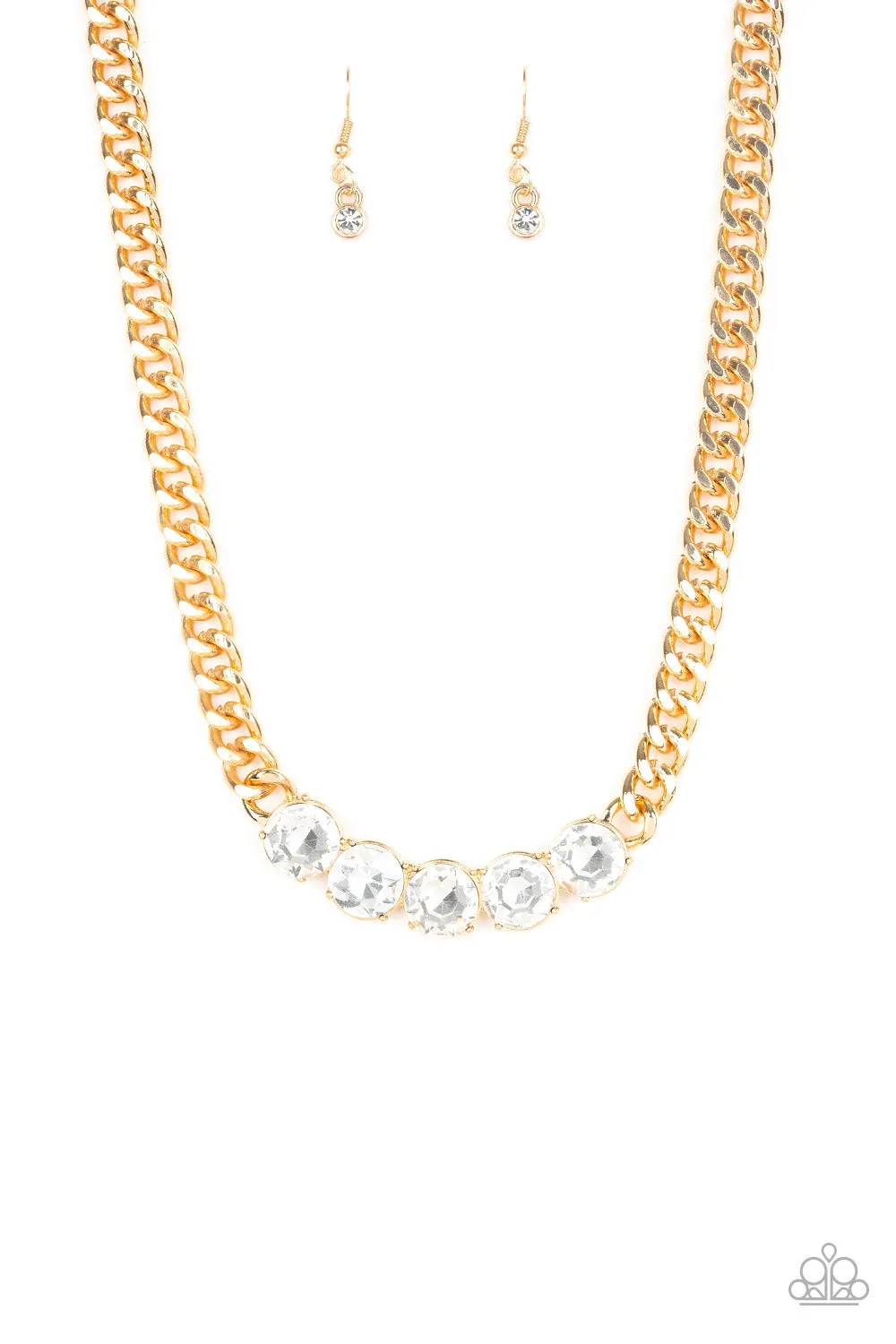 Paparazzi - Rhinestone Renegade - Gold Necklace