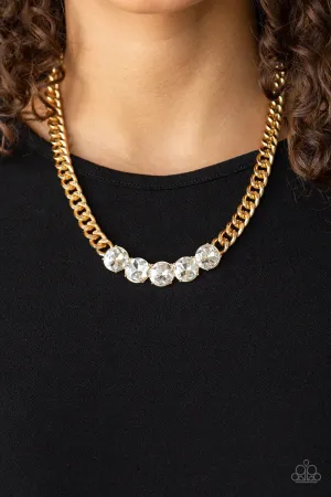 Paparazzi - Rhinestone Renegade - Gold Necklace