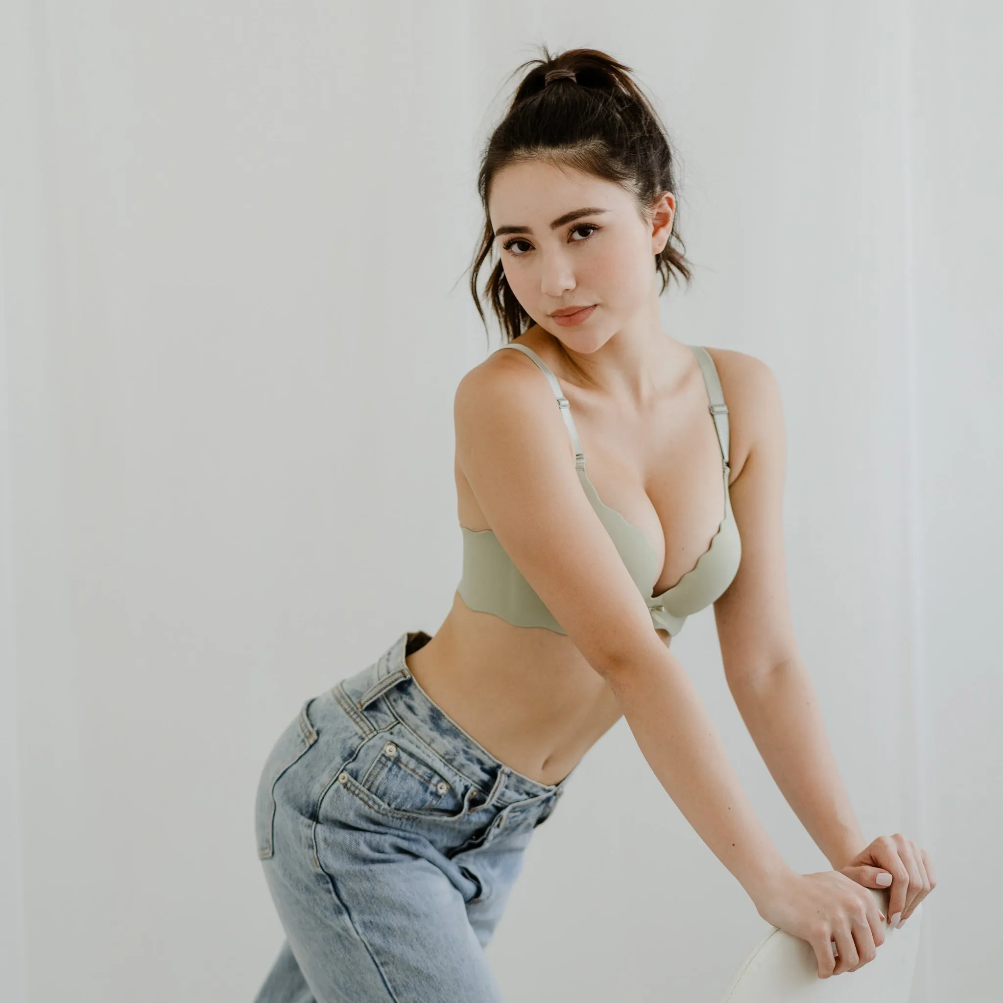 Perk Me Up! Seamless Super Push Up Wireless Bra in Matte Sage