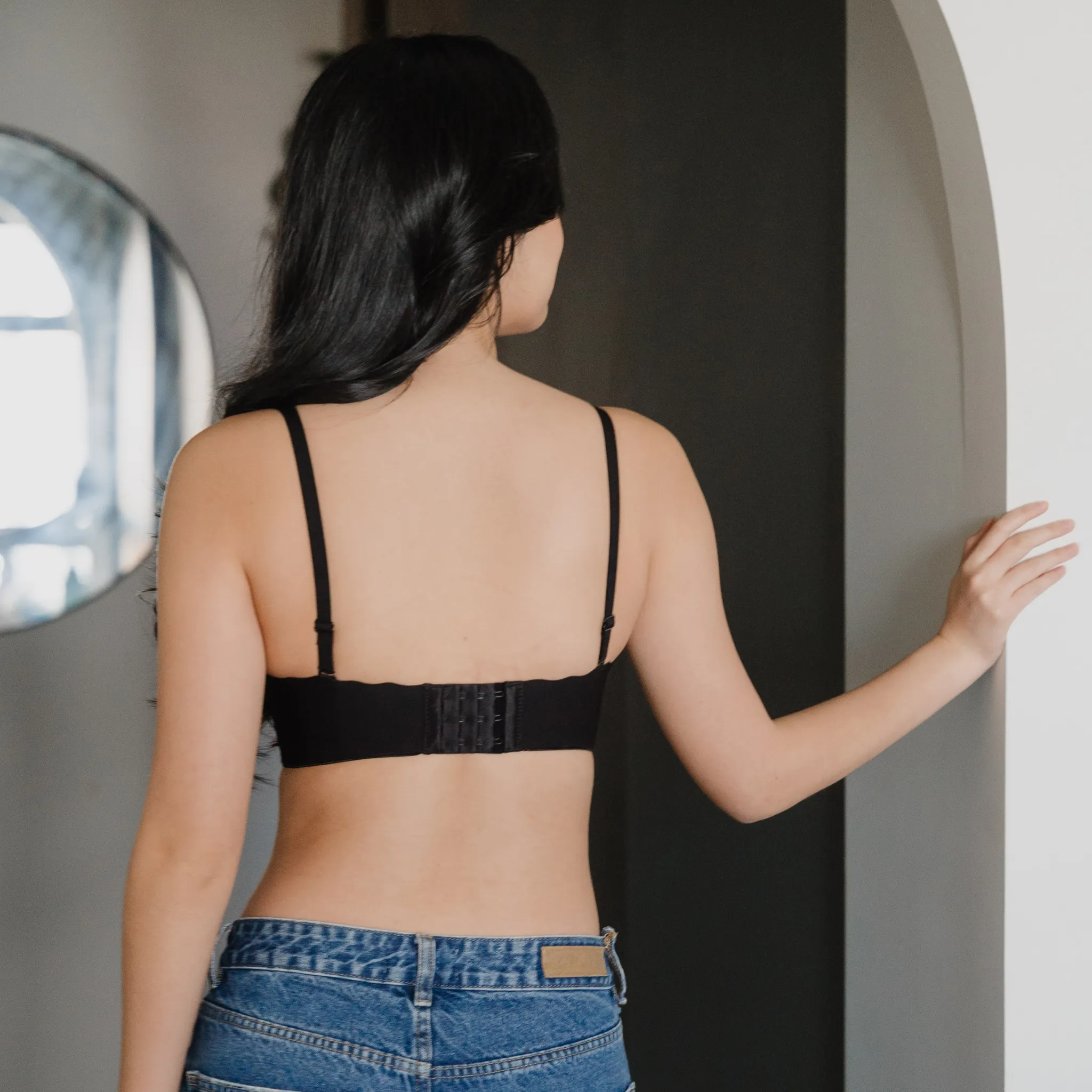 Perky Chevron! Seamless Push Up Wireless Bra in Black
