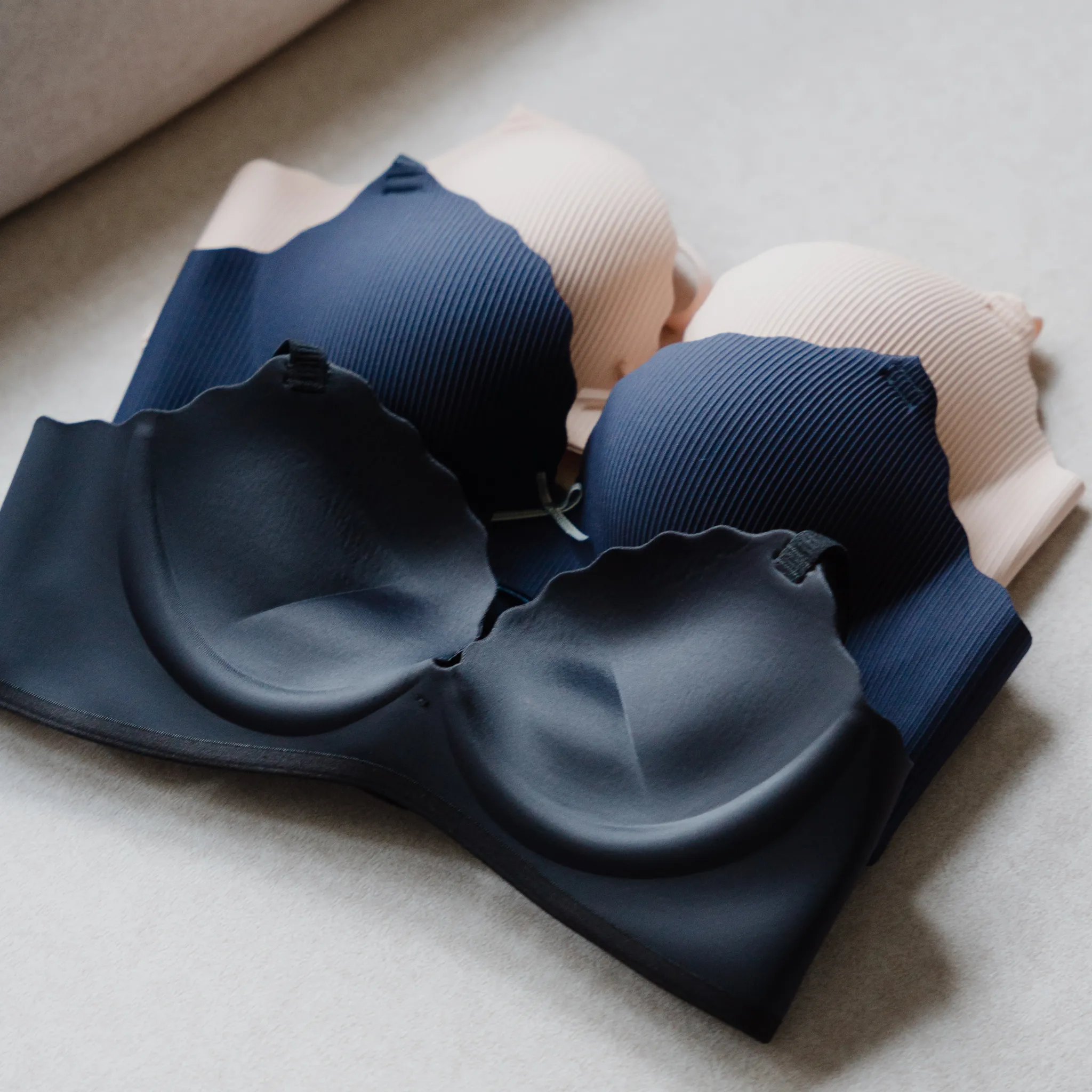 Perky Chevron! Seamless Push Up Wireless Bra in Black