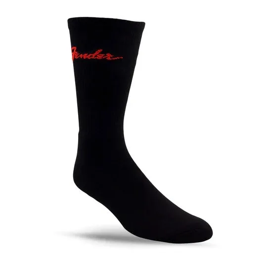 Perris Licensed FENDER "Classic" Large Crew Socks in Black (3-Pair)