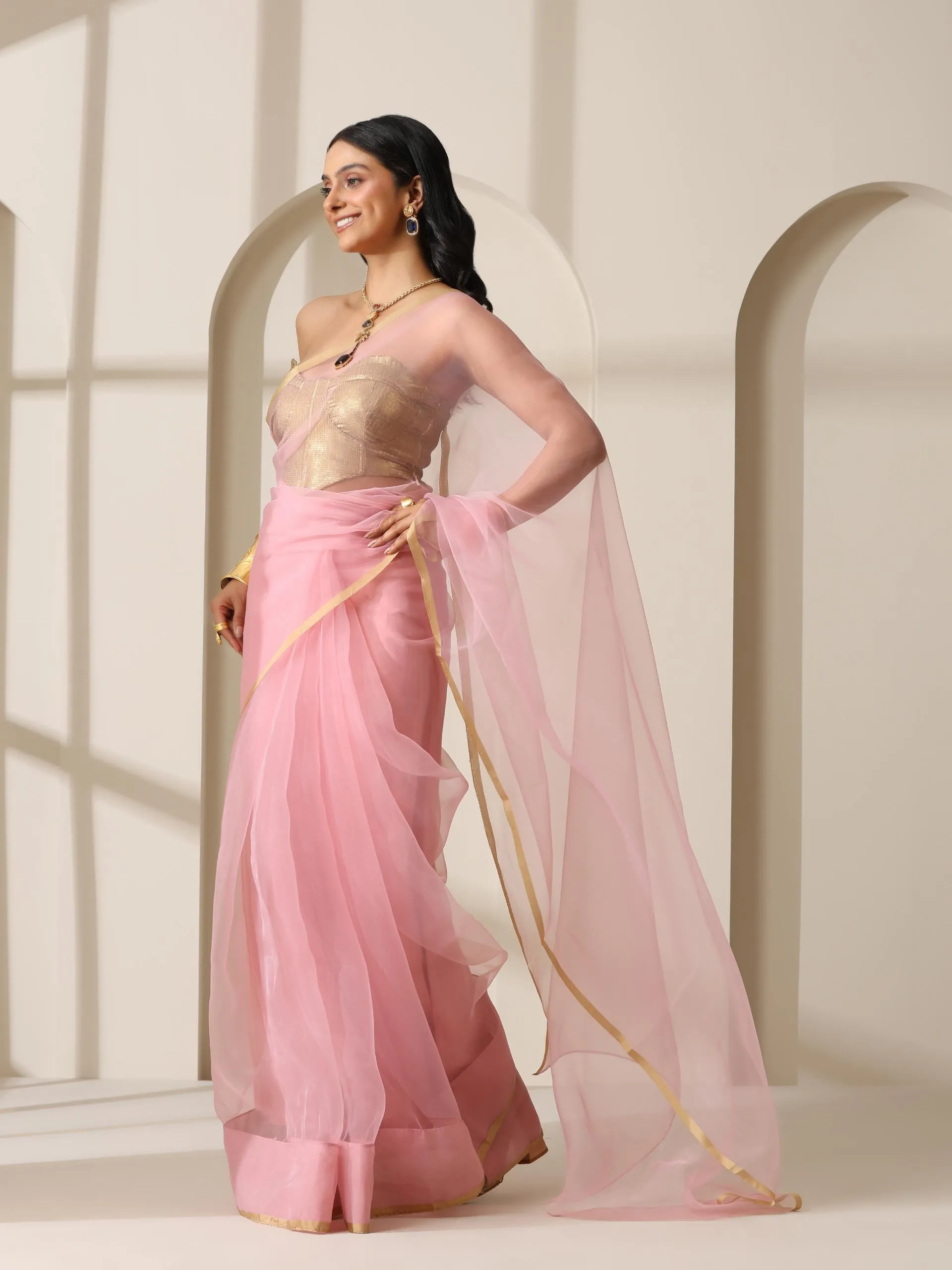 Pink Cloud Organza Saree