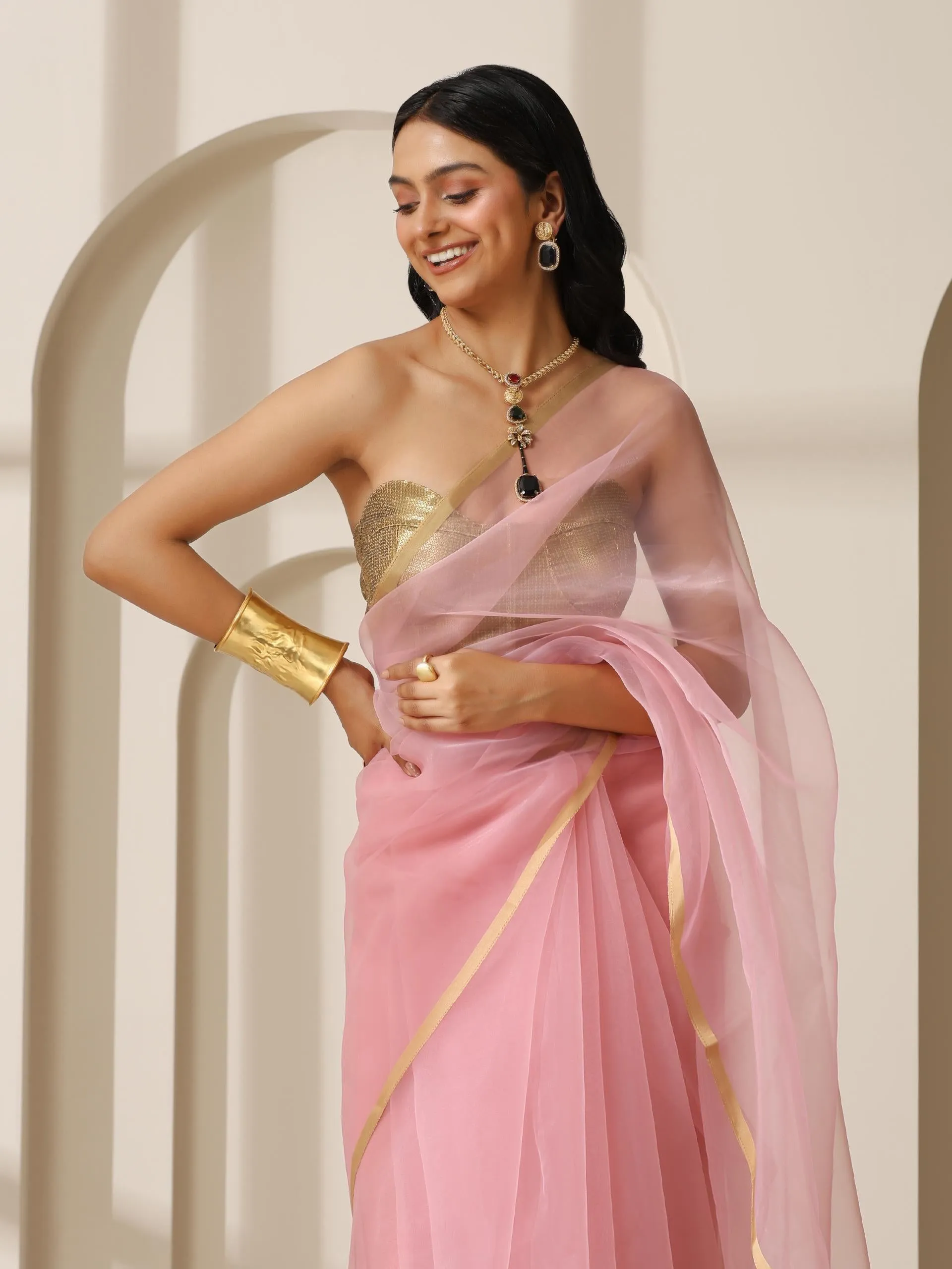 Pink Cloud Organza Saree