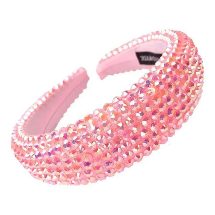 Pink Faceted Bead Padded Headband