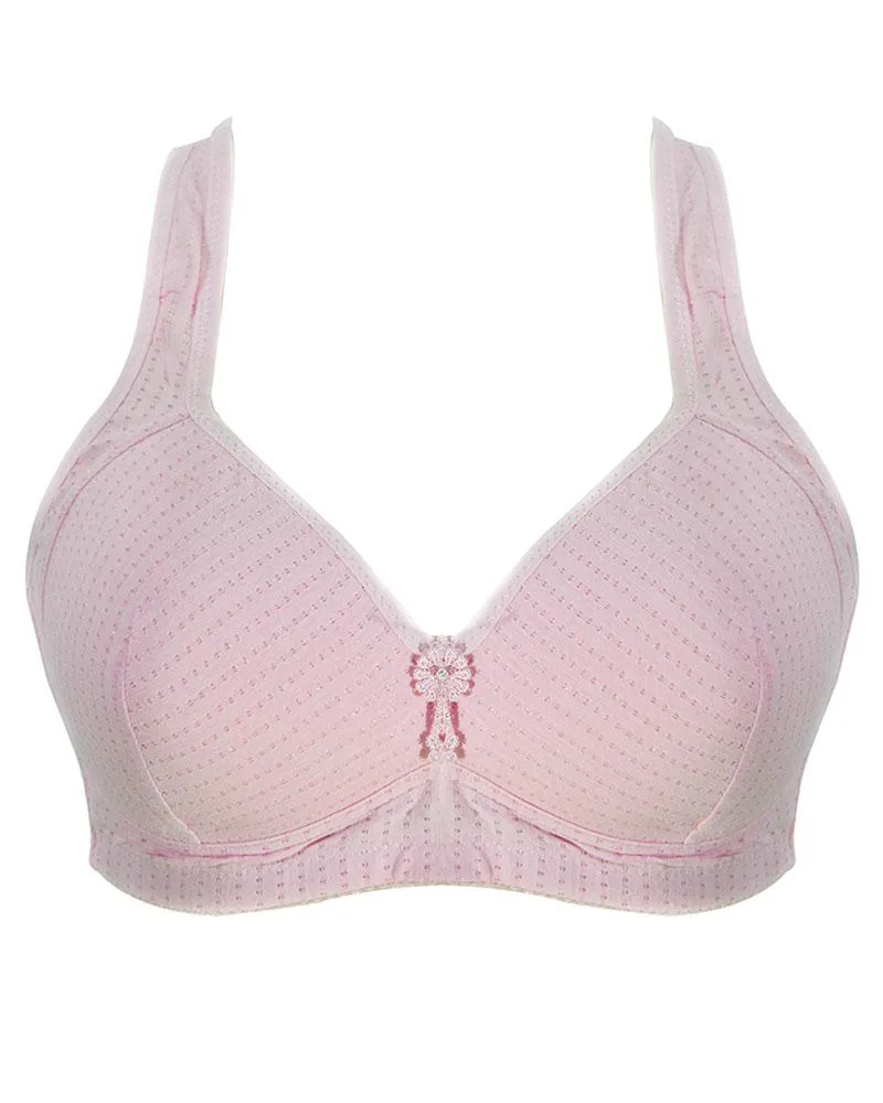 Plus Size Bra Single Padded - Pink - 4 Hook Back