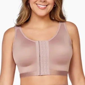 Post Surgical Comfort Bra Beige Clasp Medium Thick Strap *