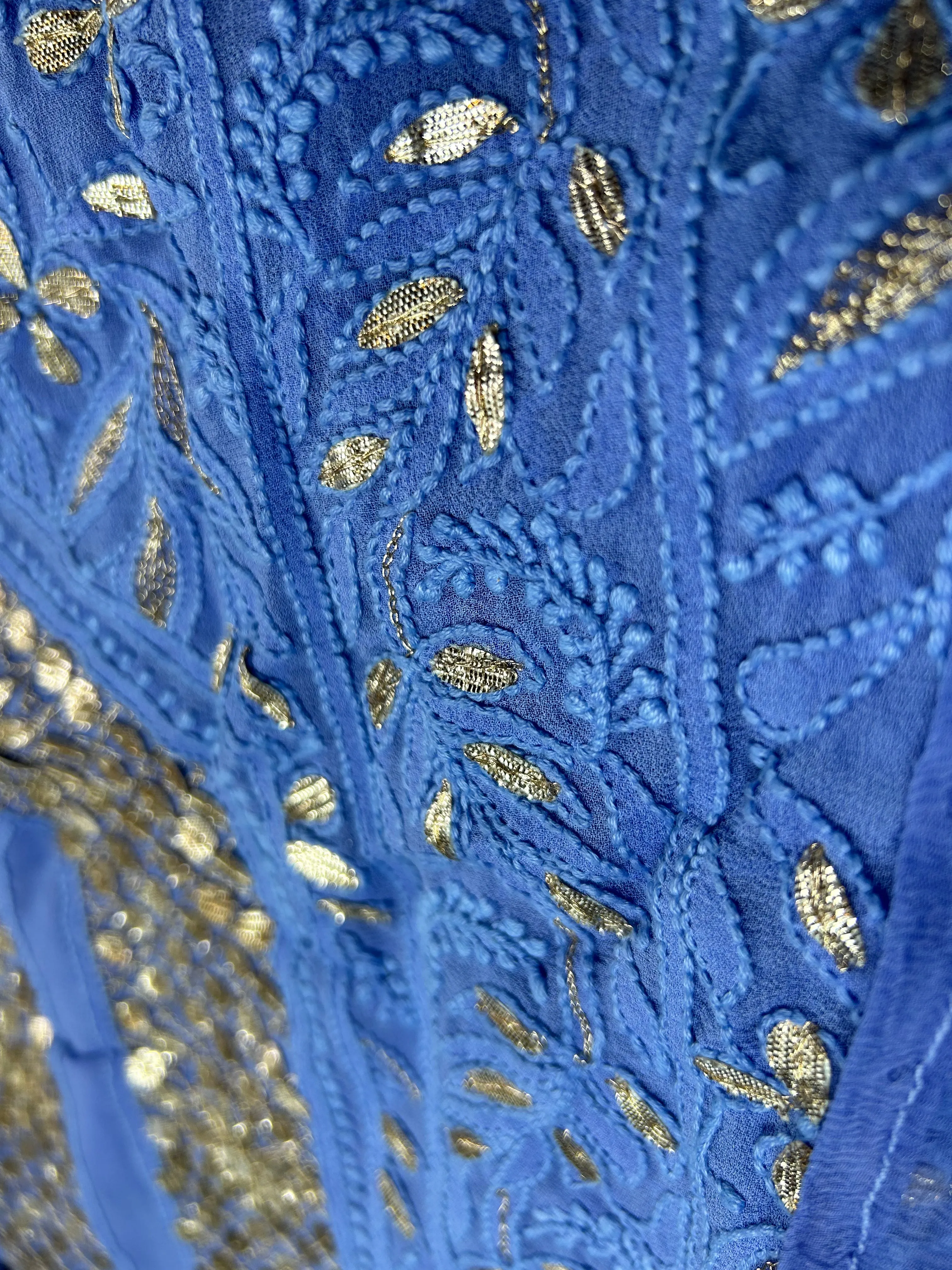 Powder Blue Viscose Georgette Unstitched Chikankari Gota Salwar Suit